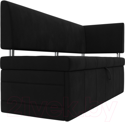 Уголок кухонный мягкий Лига Диванов Стоун правый / 115947 (микровельвет черный)