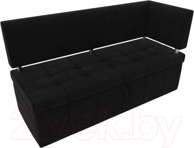 Уголок кухонный мягкий Лига Диванов Стоун правый / 115947 (микровельвет черный)