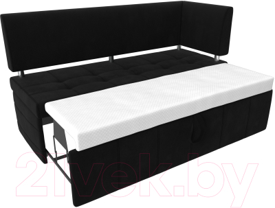 Уголок кухонный мягкий Лига Диванов Стоун правый / 115947 (микровельвет черный)