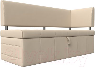 Уголок кухонный мягкий Лига Диванов Стоун правый / 115949 (экокожа бежевый) - фото