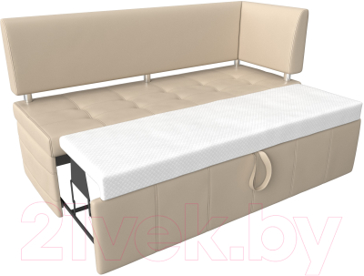 Уголок кухонный мягкий Лига Диванов Стоун правый / 115949 (экокожа бежевый)