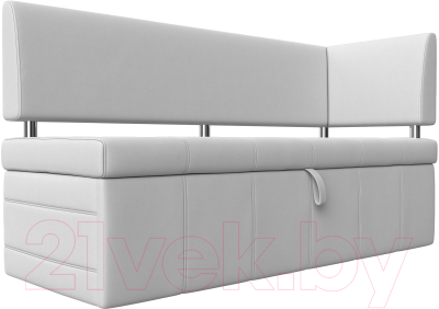 Уголок кухонный мягкий Лига Диванов Стоун правый / 115950 (экокожа белый) - фото