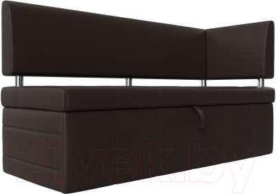 Уголок кухонный мягкий Лига Диванов Стоун правый / 115951 (экокожа коричневый) - фото