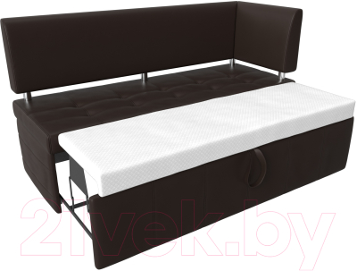 Уголок кухонный мягкий Лига Диванов Стоун правый / 115951 (экокожа коричневый)