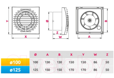 Вентилятор накладной Awenta Focus WFA100