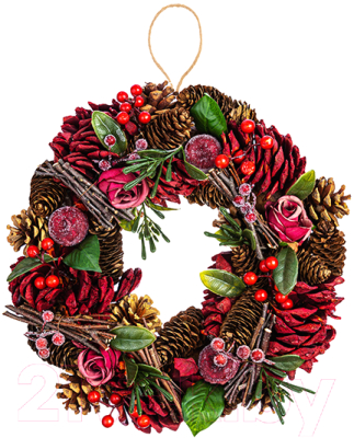 Венок Elan Gallery Красный бархат Круг / 450133 - фото