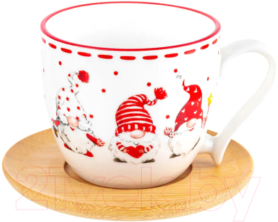 Чашка с блюдцем Elan Gallery Веселые гномики / 540609 - фото