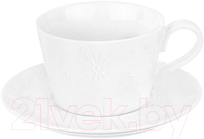 Чашка с блюдцем Elan Gallery Снежинки / 540551 - фото