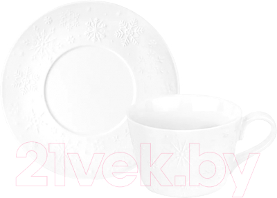 Чашка с блюдцем Elan Gallery Снежинки / 540551
