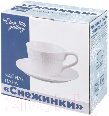 Чашка с блюдцем Elan Gallery Снежинки / 540551