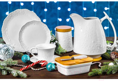 Чашка с блюдцем Elan Gallery Снежинки / 540551