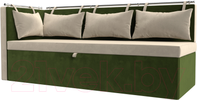 Уголок кухонный мягкий Лига Диванов Метро левый / 105021L (микровельвет бежевый/зеленый) - фото