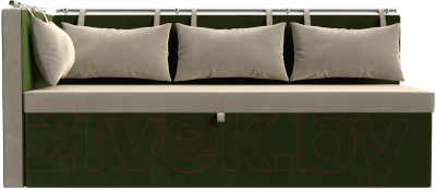 Уголок кухонный мягкий Лига Диванов Метро левый / 105021L (микровельвет бежевый/зеленый)