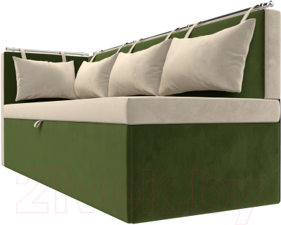 Уголок кухонный мягкий Лига Диванов Метро левый / 105021L (микровельвет бежевый/зеленый)