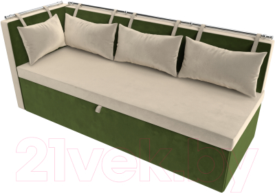 Уголок кухонный мягкий Лига Диванов Метро левый / 105021L (микровельвет бежевый/зеленый)