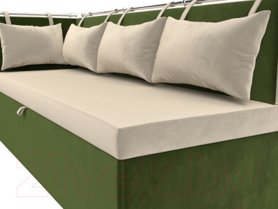 Уголок кухонный мягкий Лига Диванов Метро левый / 105021L (микровельвет бежевый/зеленый)