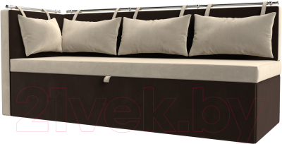 Уголок кухонный мягкий Лига Диванов Метро левый / 105022L (микровельвет бежевый/коричневый) - фото