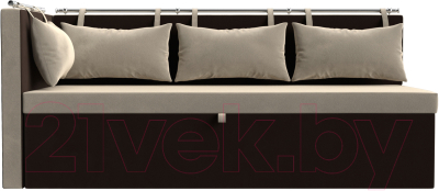 Уголок кухонный мягкий Лига Диванов Метро левый / 105022L (микровельвет бежевый/коричневый)