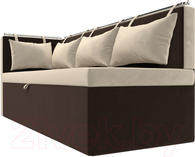 Уголок кухонный мягкий Лига Диванов Метро левый / 105022L (микровельвет бежевый/коричневый)