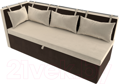 Уголок кухонный мягкий Лига Диванов Метро левый / 105022L (микровельвет бежевый/коричневый)