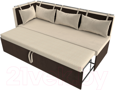Уголок кухонный мягкий Лига Диванов Метро левый / 105022L (микровельвет бежевый/коричневый)