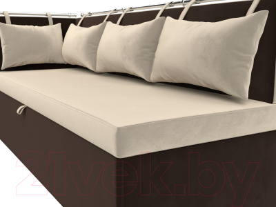 Уголок кухонный мягкий Лига Диванов Метро левый / 105022L (микровельвет бежевый/коричневый)