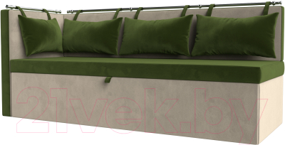 Уголок кухонный мягкий Лига Диванов Метро левый / 105023L (микровельвет зеленый/бежевый) - фото