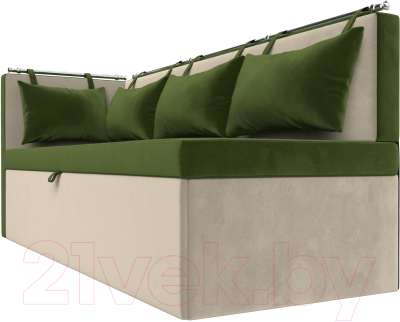 Уголок кухонный мягкий Лига Диванов Метро левый / 105023L (микровельвет зеленый/бежевый)