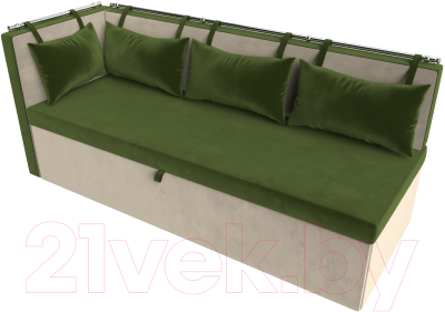 Уголок кухонный мягкий Лига Диванов Метро левый / 105023L (микровельвет зеленый/бежевый)