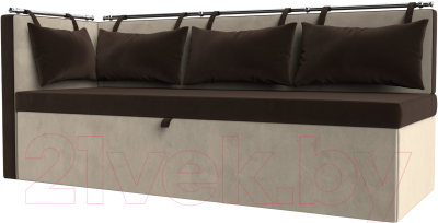 Уголок кухонный мягкий Лига Диванов Метро левый / 105024L (микровельвет коричневый/бежевый) - фото
