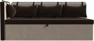 Уголок кухонный мягкий Лига Диванов Метро левый / 105024L (микровельвет коричневый/бежевый)