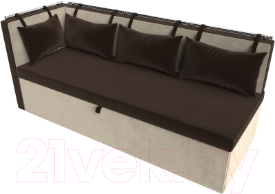 Уголок кухонный мягкий Лига Диванов Метро левый / 105024L (микровельвет коричневый/бежевый)