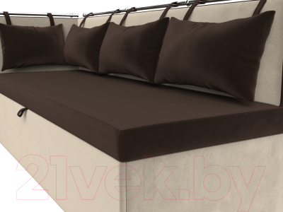 Уголок кухонный мягкий Лига Диванов Метро левый / 105024L (микровельвет коричневый/бежевый)
