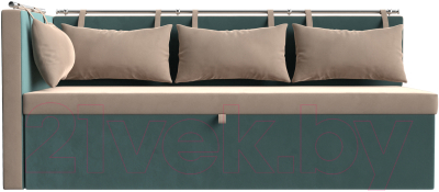 Уголок кухонный мягкий Лига Диванов Метро левый / 105025L (велюр бежевый/бирюзовый)