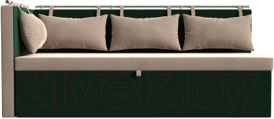 Уголок кухонный мягкий Лига Диванов Метро левый / 105026L (велюр бежевый/зеленый)