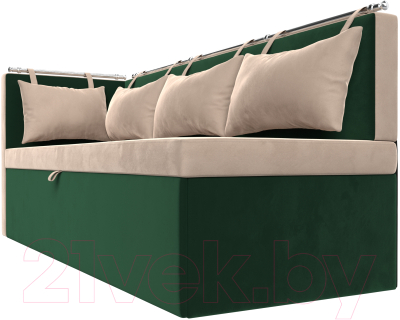 Уголок кухонный мягкий Лига Диванов Метро левый / 105026L (велюр бежевый/зеленый)