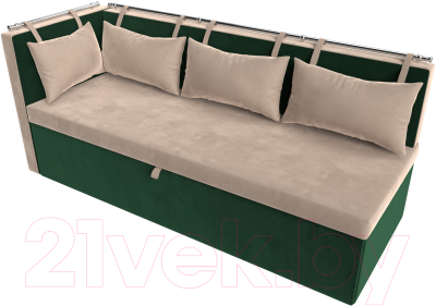 Уголок кухонный мягкий Лига Диванов Метро левый / 105026L (велюр бежевый/зеленый)