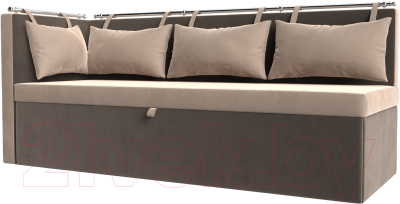 Уголок кухонный мягкий Лига Диванов Метро левый / 105027L (велюр бежевый/коричневый) - фото