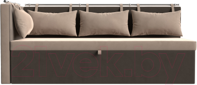 Уголок кухонный мягкий Лига Диванов Метро левый / 105027L (велюр бежевый/коричневый)