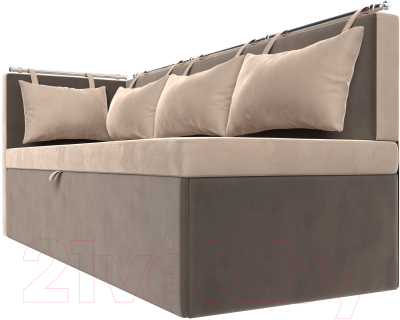 Уголок кухонный мягкий Лига Диванов Метро левый / 105027L (велюр бежевый/коричневый)