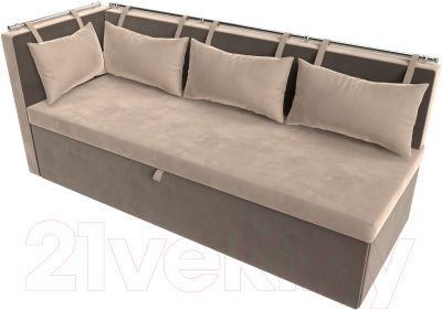 Уголок кухонный мягкий Лига Диванов Метро левый / 105027L (велюр бежевый/коричневый)