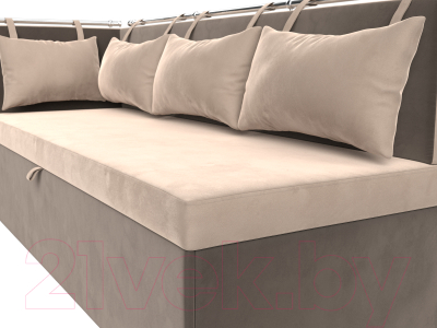 Уголок кухонный мягкий Лига Диванов Метро левый / 105027L (велюр бежевый/коричневый)