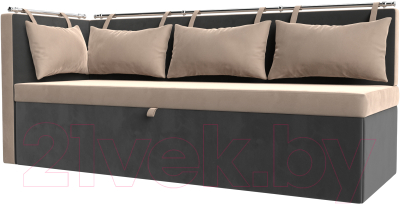 Уголок кухонный мягкий Лига Диванов Метро левый / 105028L (велюр бежевый/серый) - фото