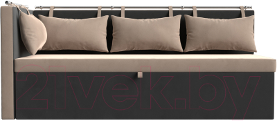 Уголок кухонный мягкий Лига Диванов Метро левый / 105028L (велюр бежевый/серый)