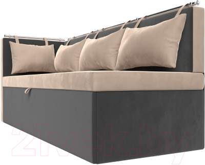 Уголок кухонный мягкий Лига Диванов Метро левый / 105028L (велюр бежевый/серый)