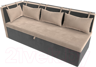 Уголок кухонный мягкий Лига Диванов Метро левый / 105028L (велюр бежевый/серый)