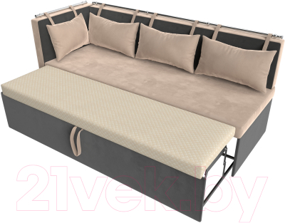 Уголок кухонный мягкий Лига Диванов Метро левый / 105028L (велюр бежевый/серый)