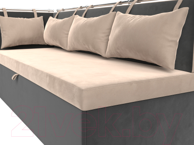 Уголок кухонный мягкий Лига Диванов Метро левый / 105028L (велюр бежевый/серый)