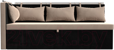 Уголок кухонный мягкий Лига Диванов Метро левый / 105030L (велюр бежевый/черный)