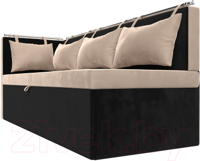 Уголок кухонный мягкий Лига Диванов Метро левый / 105030L (велюр бежевый/черный)